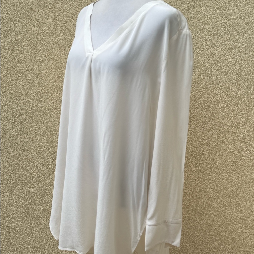 Charli silk off white long sleeve v neck blouse